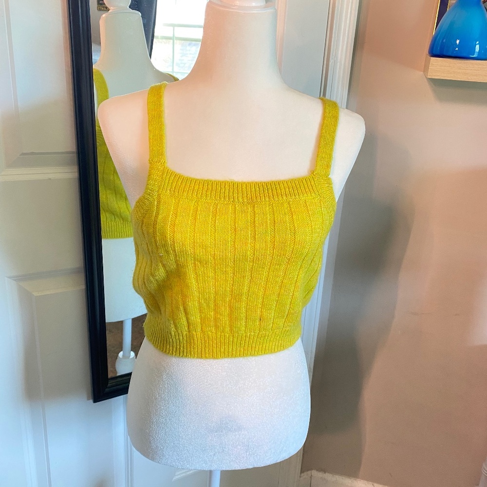 Wild Fable Yellow Cropped Sweater Knit Tank Top